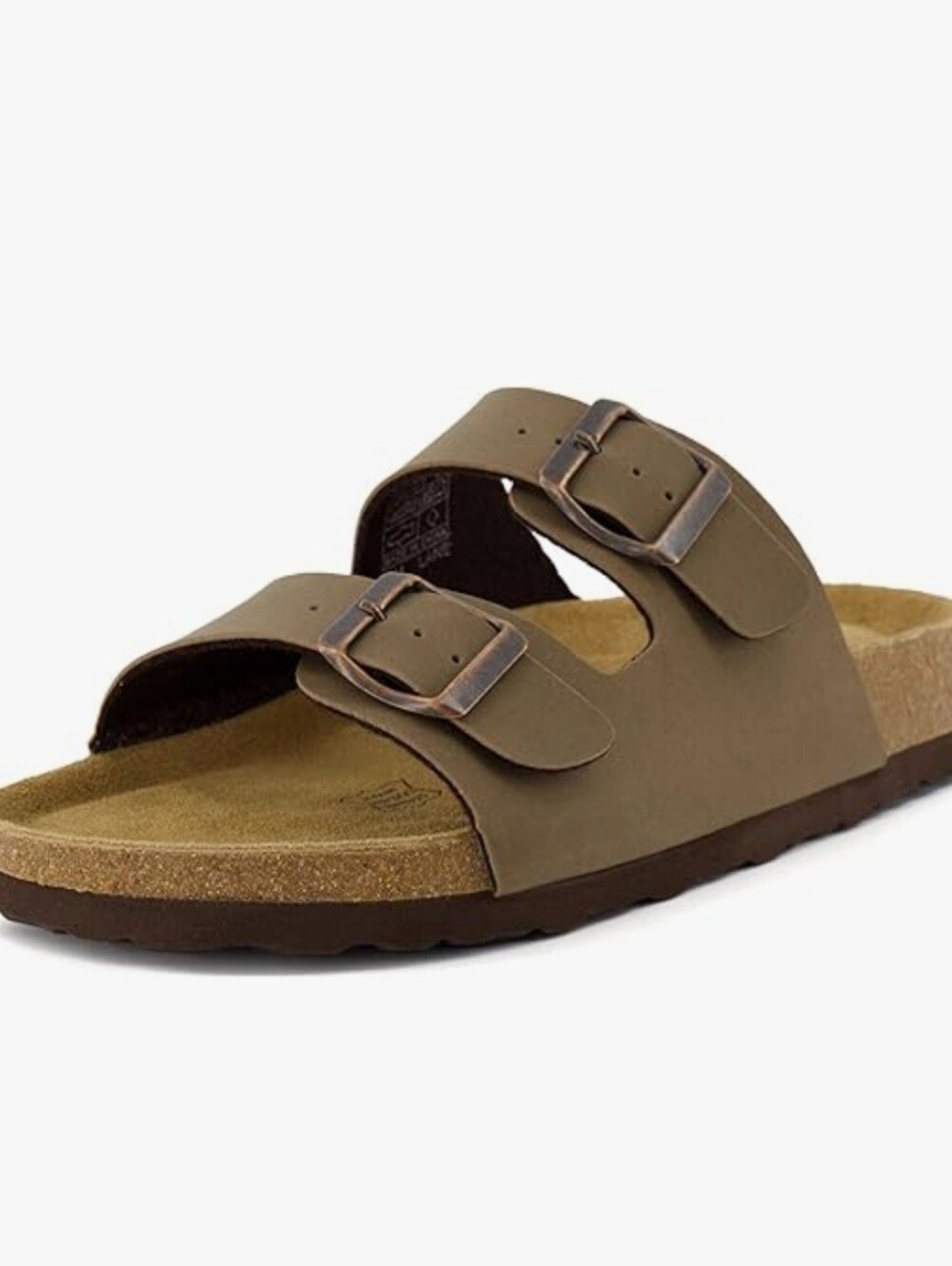 CUSHIONAIRE Lane Cork Footbed Double Buckle Slide Sandals Brown–Women's Size 10W - Picture 5 of 17